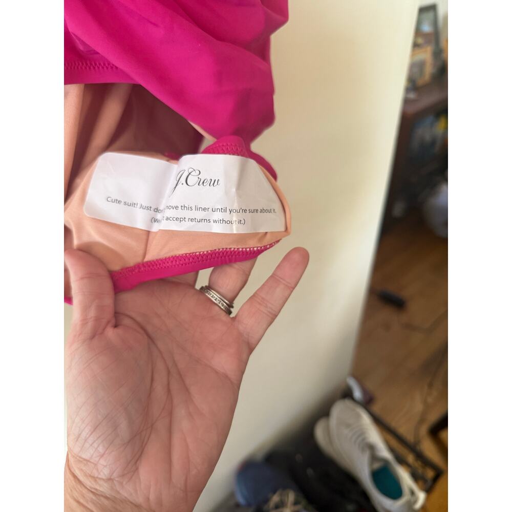 NWT J. Crew Ruched V-neck One-Piece Swimsuit Women's 6 Radiant Fuchsia Pink - Picture 4 of 9